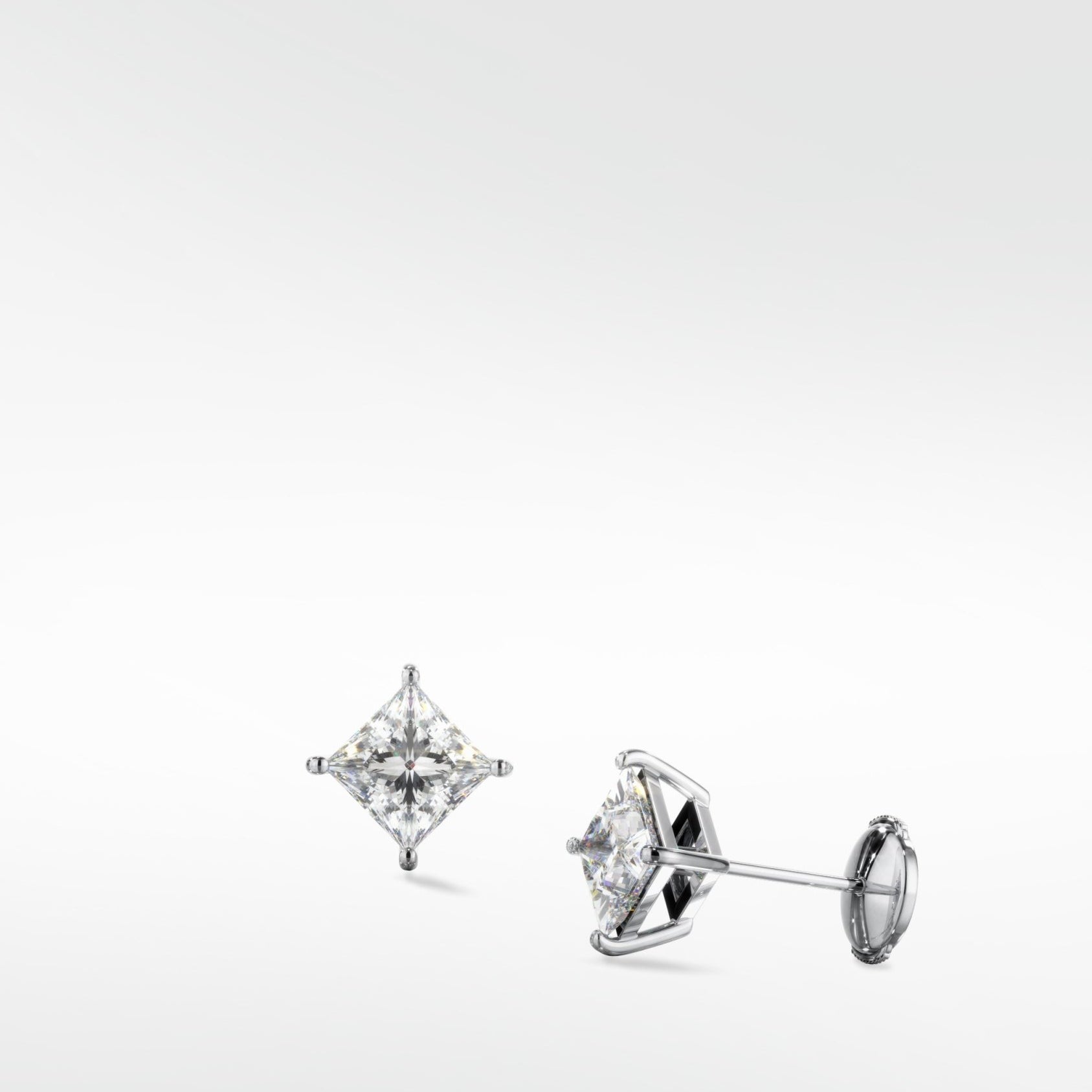 Aspen Diamond Stud Earrings Princess Cut - Lark and Berry