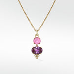 Detachable Pink and Purple Sapphire Drop Earrings - Lark and Berry