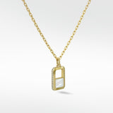 Eclipsis Diamond Edged Pendant with Mother of Pearl and Onyx in 18k Yellow Gold - Lark and Berry