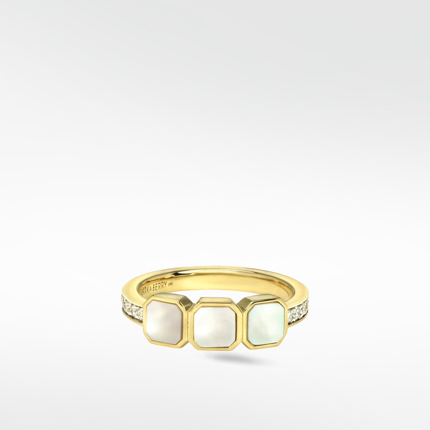 Eclipsis Mother of Pearl and Diamond Ring in 18k Yellow Gold - Lark and Berry