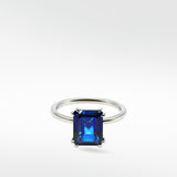 Flora Blue Sapphire Octad Cocktail Ring in 18k White Gold - Lark and Berry