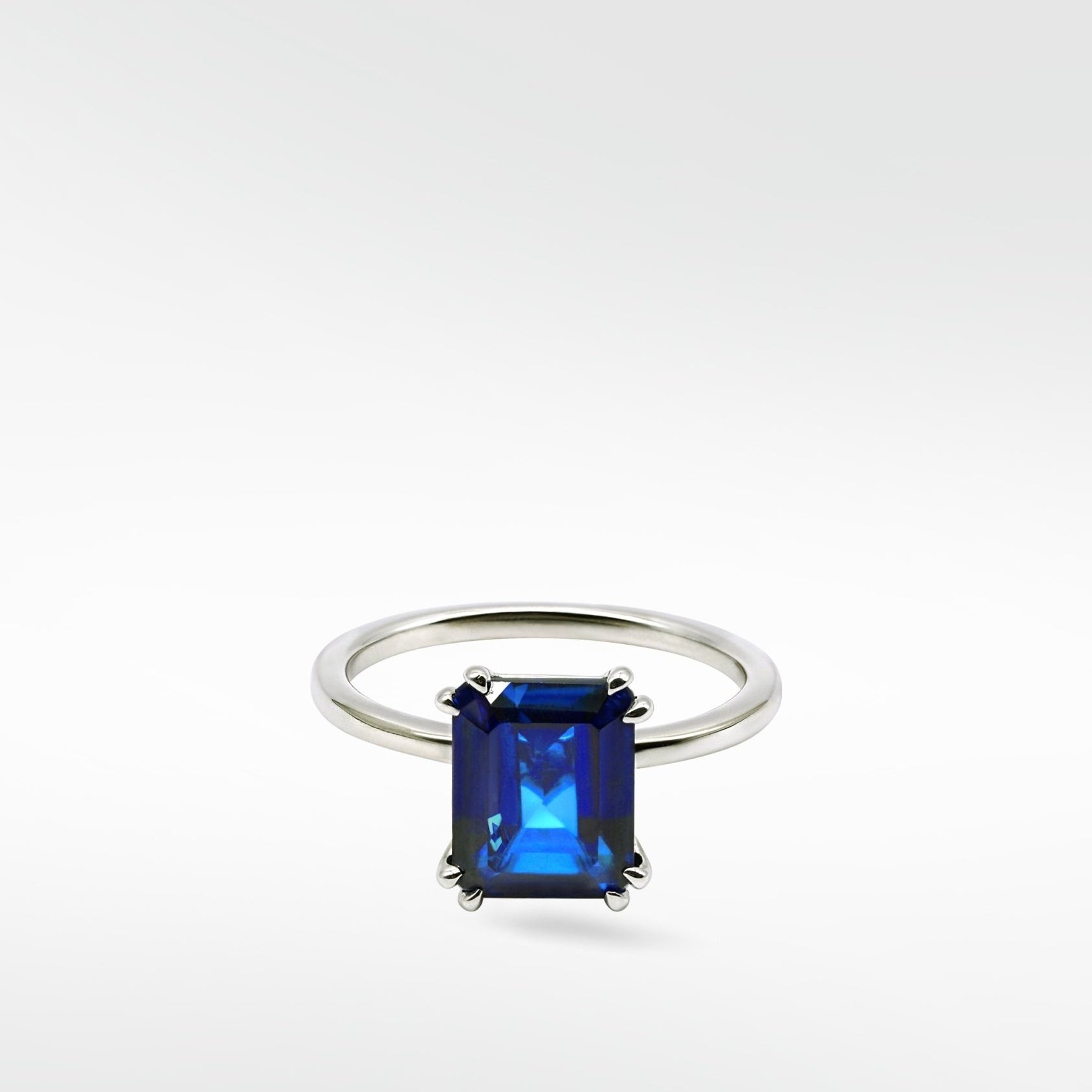 Flora Blue Sapphire Octad Cocktail Ring in 18k White Gold - Lark and Berry