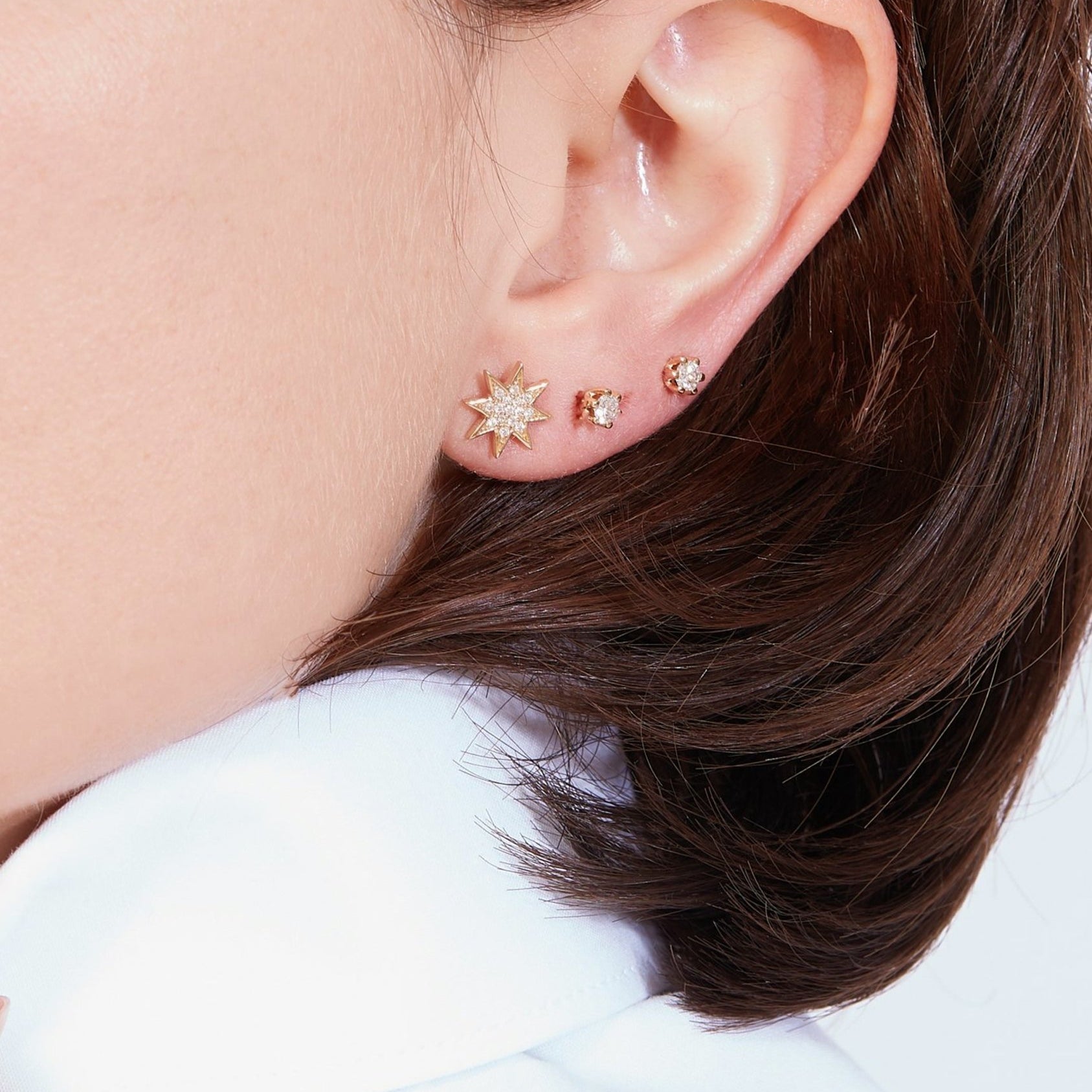 Star Diamond PavŽ Stud Earrings in 14K Gold - Lark and Berry