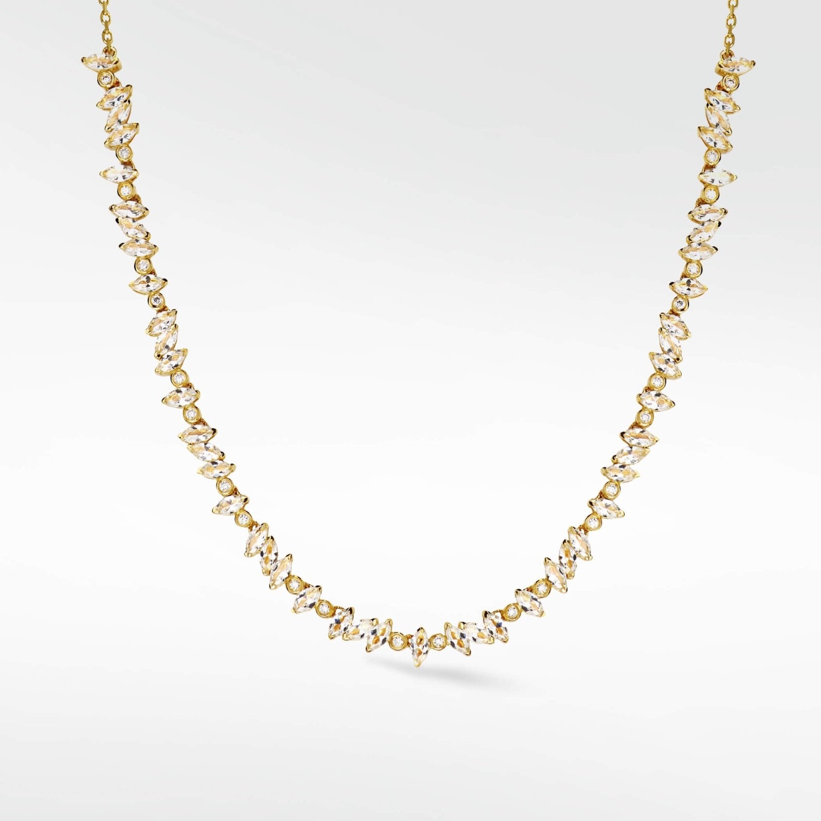 Veto White Sapphire & Diamond Necklace in 14K Gold - Lark and Berry