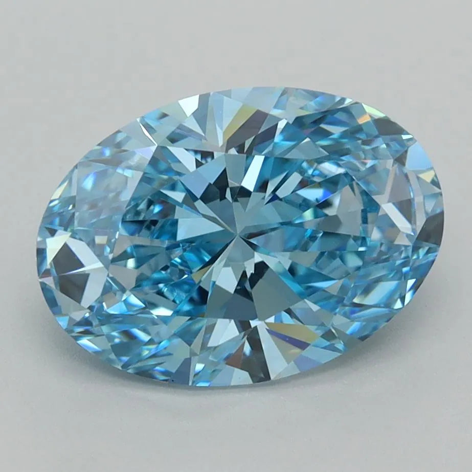 2.54ct Oval Lab Grown Diamond (Colour Fancy Vivid Blue, Clarity VVS1, IGI Certified)