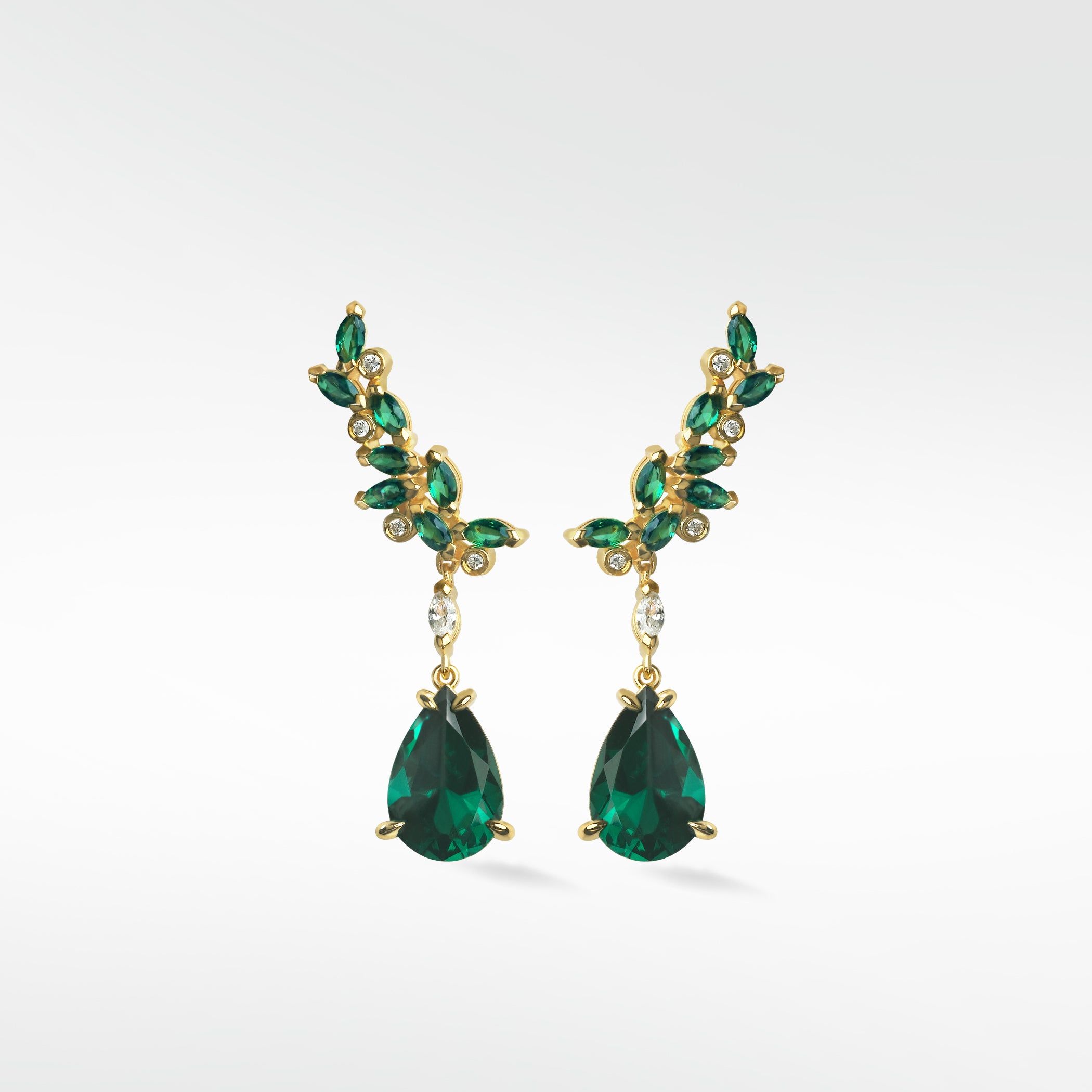 Veto Raindrop Earrings with Emerald and Diamond