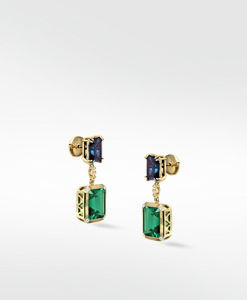 Sapphire and Emerald Drop Earrings