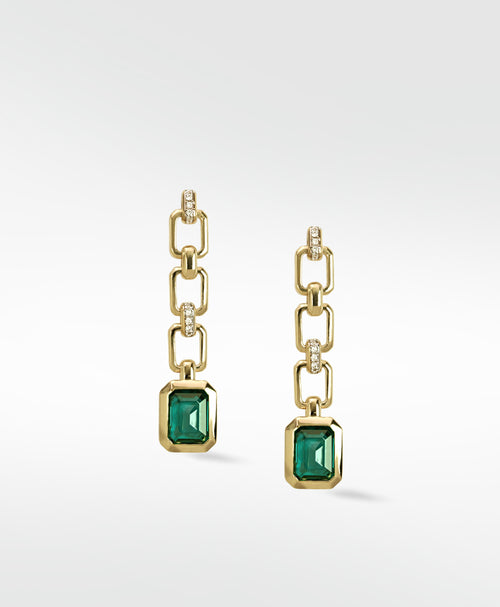Emerald and Chain Earrings