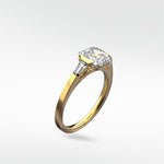 Gold ring with a diamond on a white background