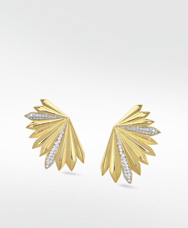 Palm Diamond Statement Fluted Earrings