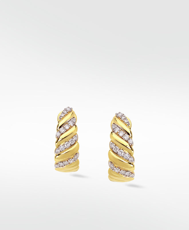 Palm Diamond Twist Wide Hoop Earrings