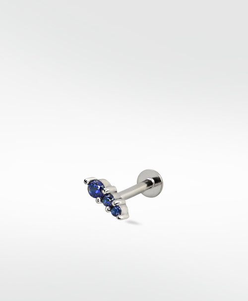 Trio Stone Crawler - Blue Sapphire Stud Earring