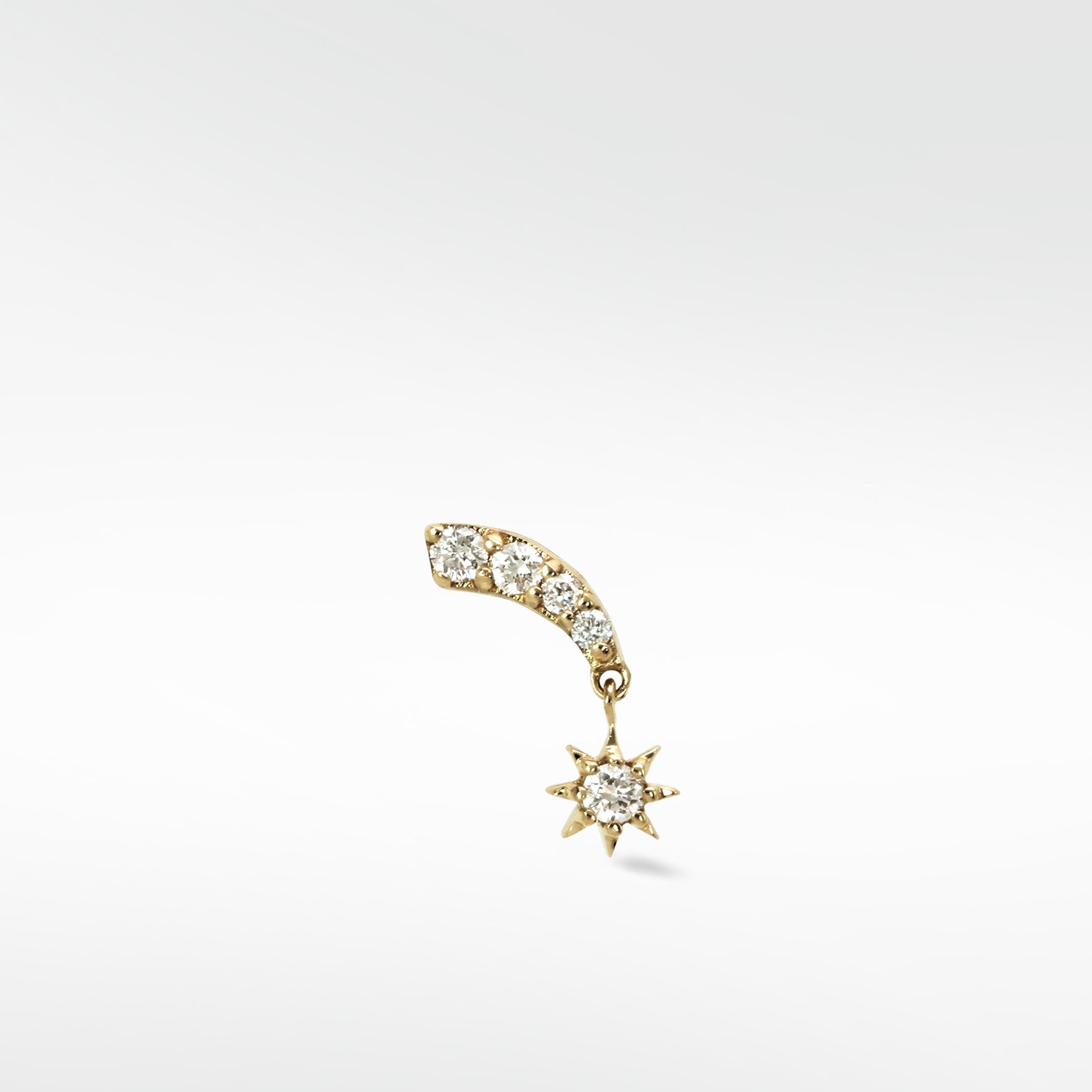 Starburst Drop Diamond Crawler Stud Earring