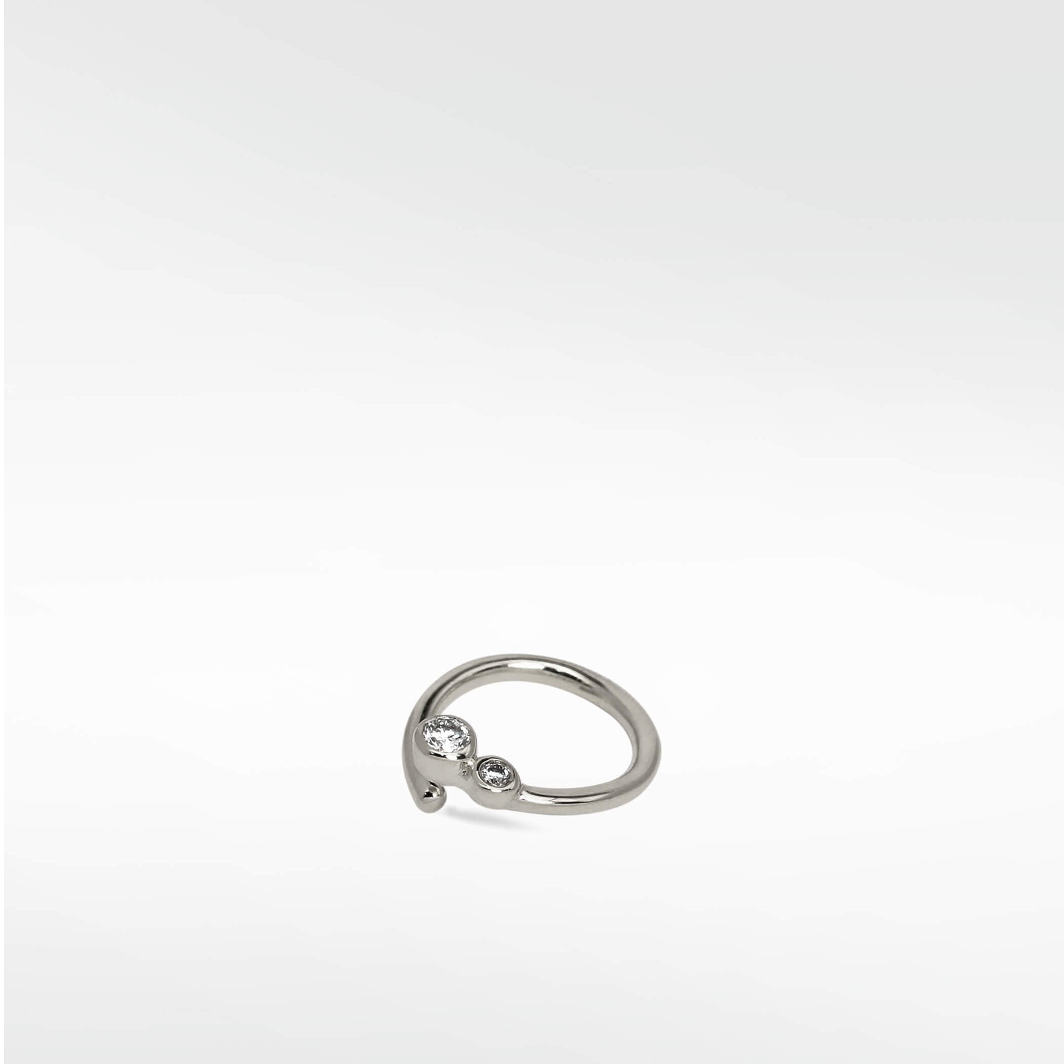 Interstellar Nocturnal Curative Hoop in white gold with two created diamonds, shown against a white background.