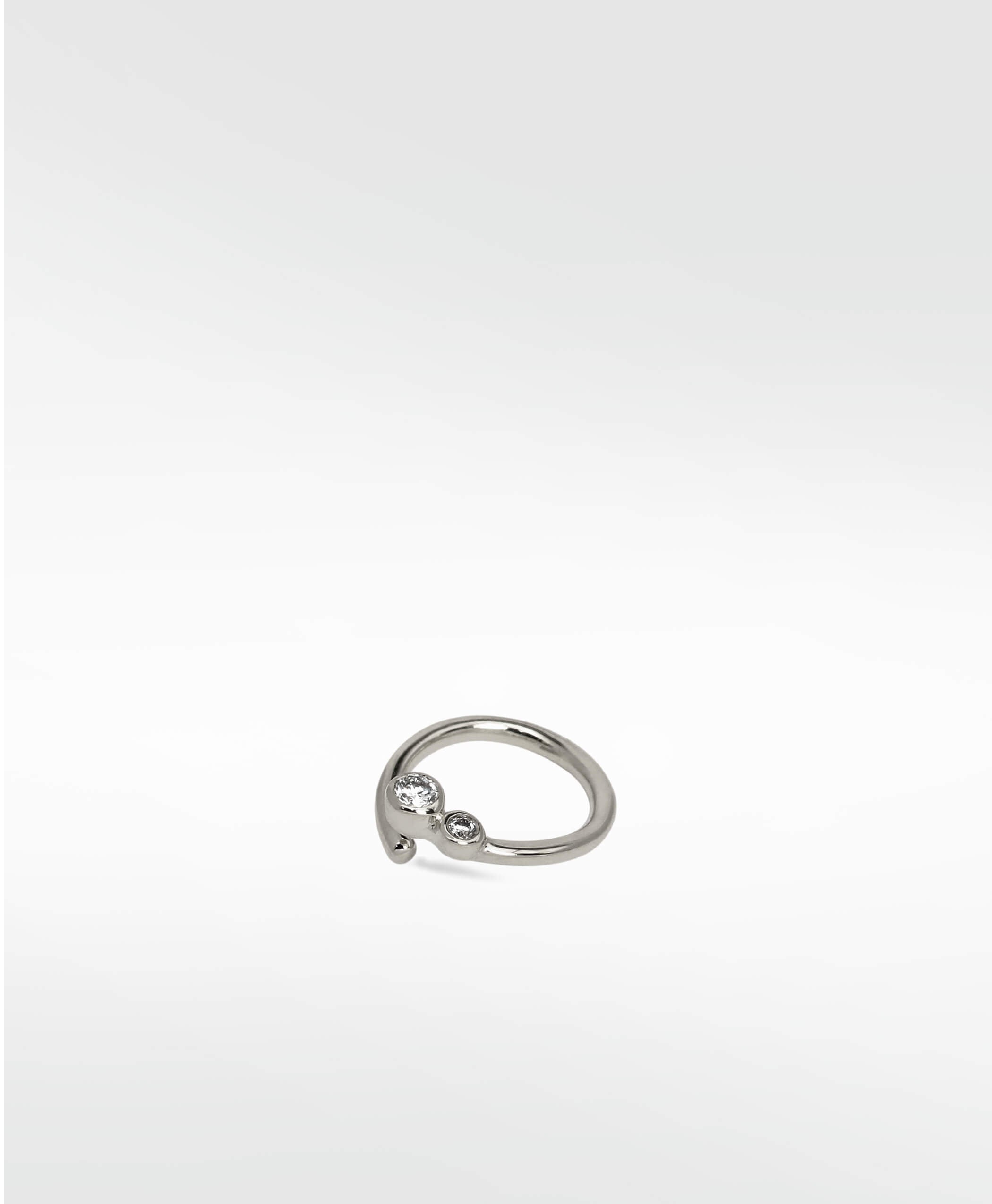Interstellar Nocturnal Curative Hoop in white gold with two created diamonds, shown against a white background.