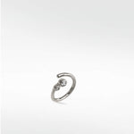 Lark & Berry's Interstellar Nocturnal Curative Hoop earring in 14k white gold with two brilliant lab-grown diamonds.