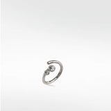 Lark & Berry's Interstellar Nocturnal Curative Hoop earring in 14k white gold with two brilliant lab-grown diamonds.