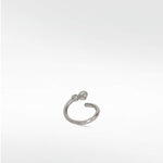 The Interstellar Nocturnal Curative Hoop earring in white gold, with two brilliant created diamonds on an open cuff design.