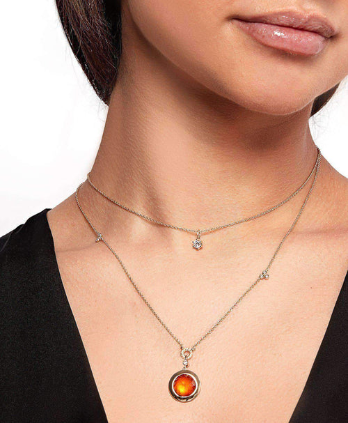 Orange sapphire necklace with cultured diamonds lab grown diamonds created diamonds lark and berry