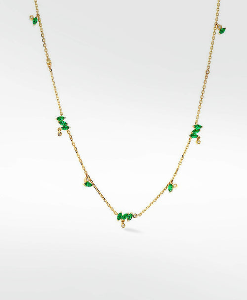 Veto Emerald Station Necklace in 14K Gold