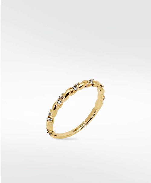 Alicia Delicate Diamond Twist Ring in 14K Gold - Lark and Berry