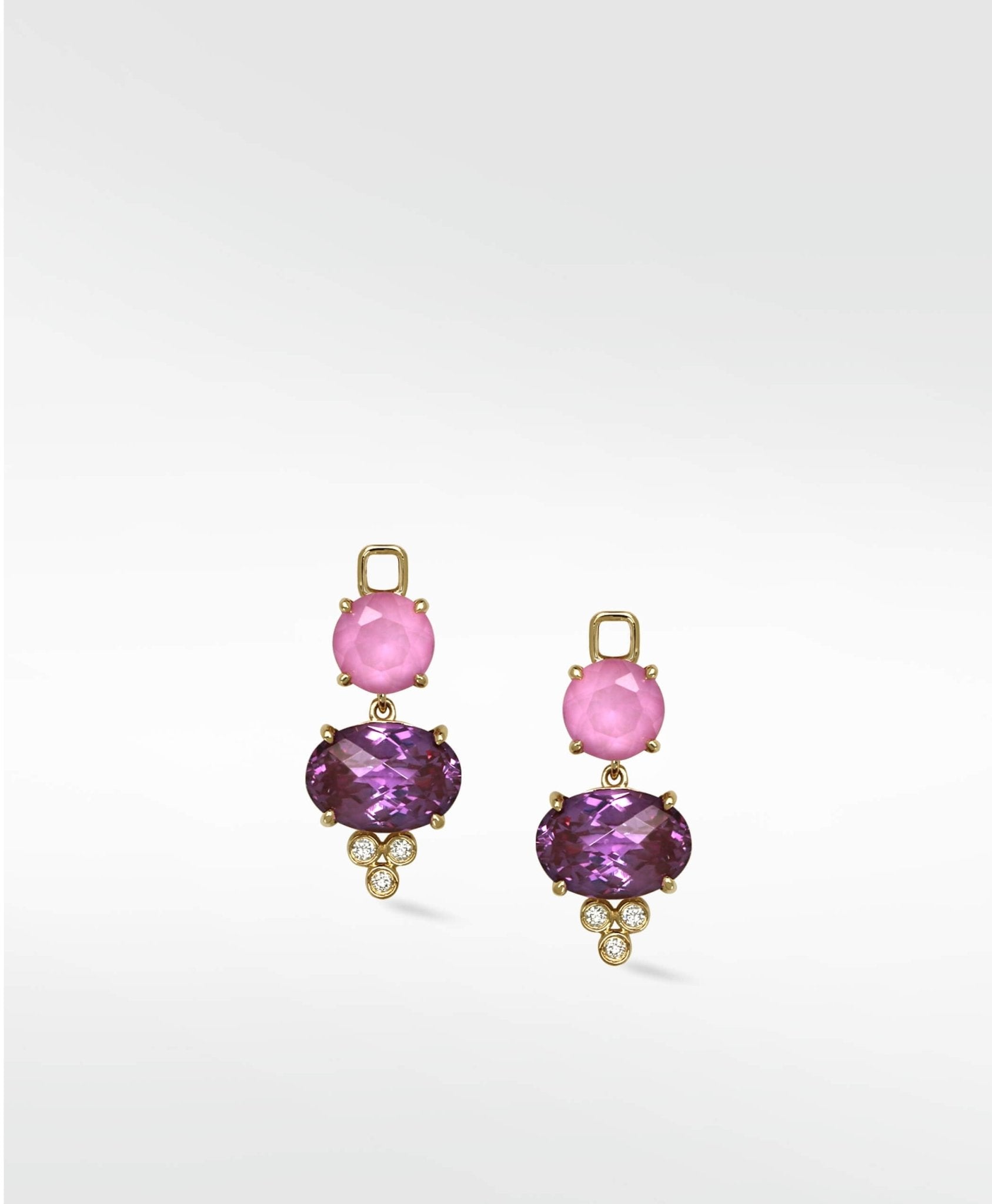 Detachable Pink and Purple Sapphire Drop Earrings - Lark and Berry