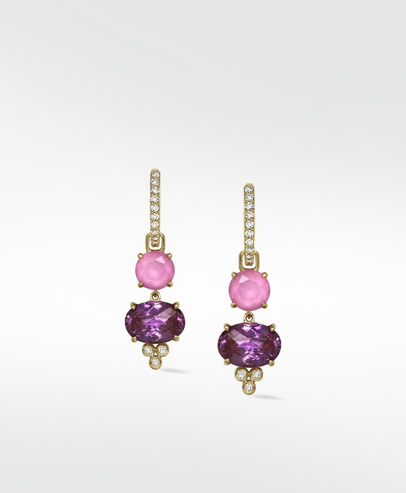 Detachable Pink and Purple Sapphire Drop Earrings - Lark and Berry