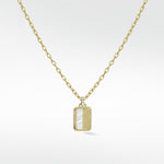 Eclipsis Diamond Edged Mini Pendant with Mother of Pearl and Onyx in 18k Yellow Gold - Lark and Berry