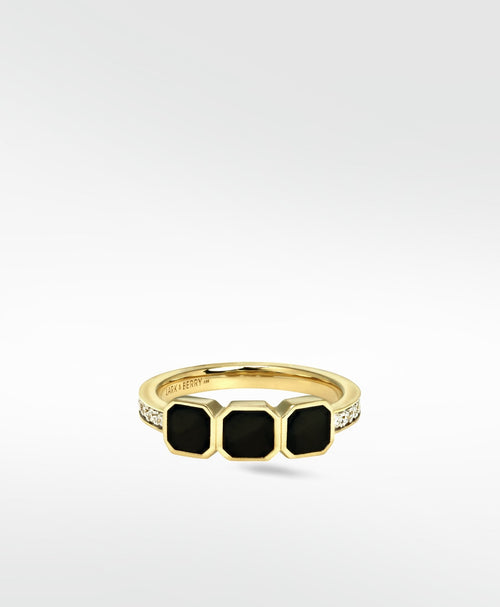 Eclipsis Onyx and Diamond Ring in 18k Yellow Gold - Lark and Berry