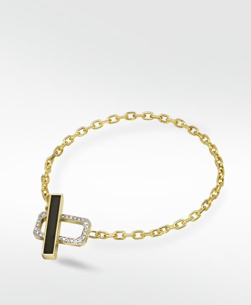 Eclipsis Toggle Bracelet with Diamond Details in 18k Yellow Gold - Lark and Berry