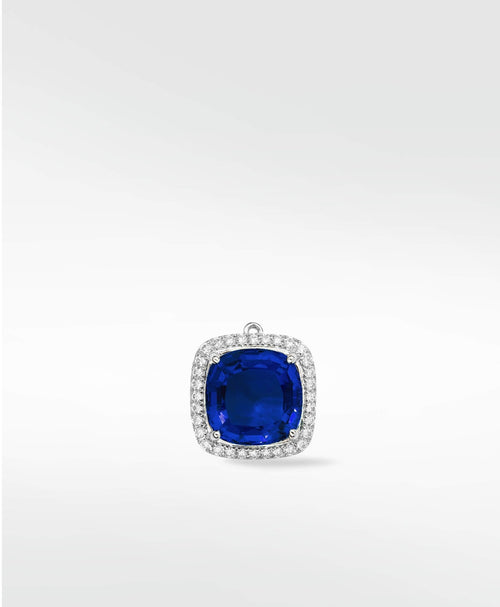 Flora Blue Sapphire Detachable Pendant in Solid 18K White Gold - Lark and Berry
