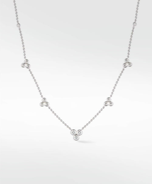 Flora Diamond Station Necklace (without drop) in Solid 18K White Gold - Lark and Berry