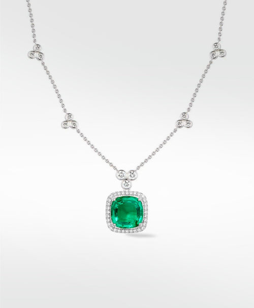 Flora Diamond Station Necklace (without drop) in Solid 18K White Gold - Lark and Berry
