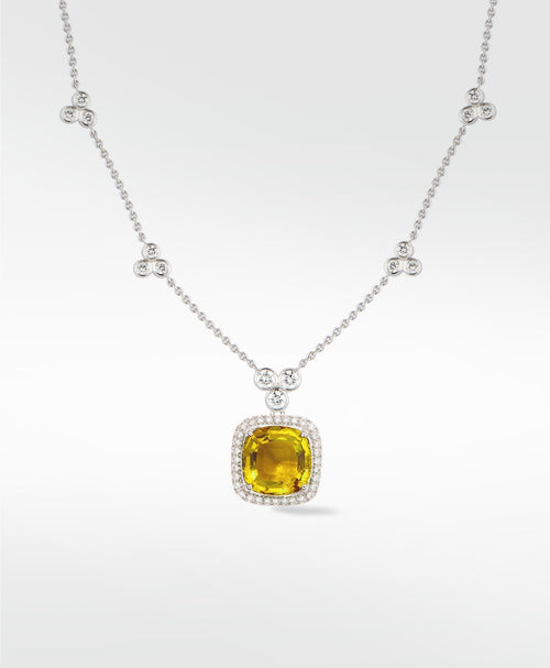 Flora Diamond Station Necklace (without drop) in Solid 18K White Gold - Lark and Berry