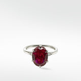 Flora Oval Ruby Cocktail Ring in 18k White Gold - Lark and Berry