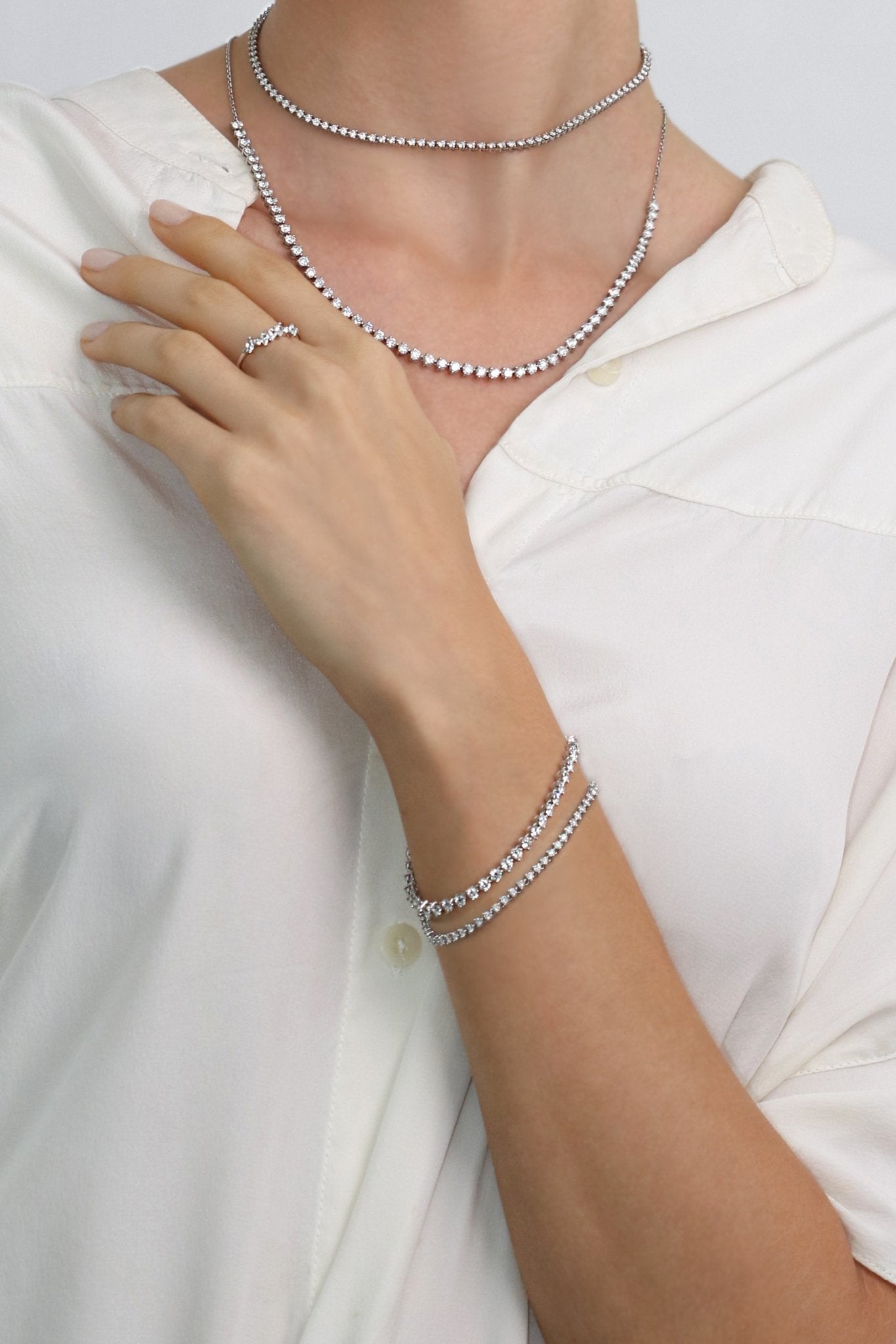 Modernist 3ct Diamond Tennis Bracelet in 14K White Gold - Lark and Berry