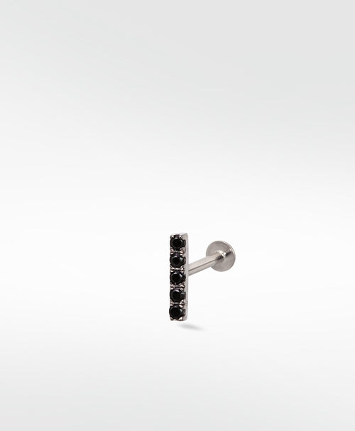 Modernist Black Spinel Pavé Linear Stud Earring