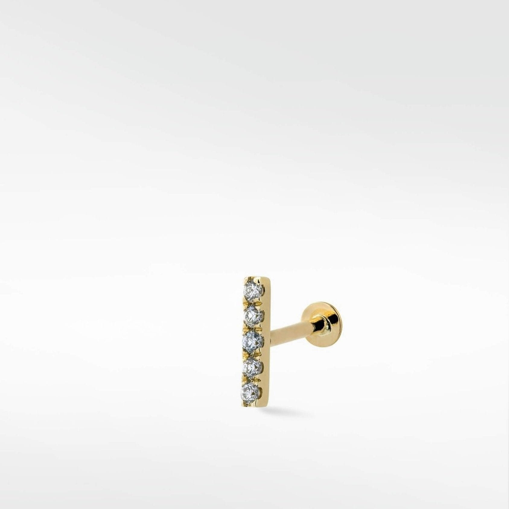 Modernist Diamond Pave Linear Labret Earring in 14K Gold - Lark and Berry