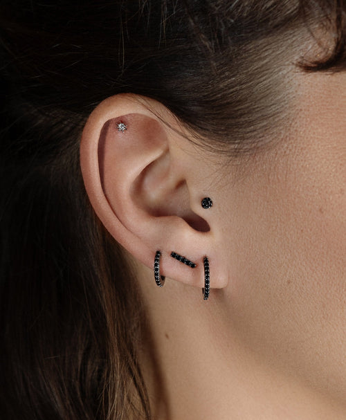 Modernist Pavé Black Spinel Medium Hoop