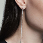 Modernist Tennis Long Drop Earrings in White 14K Gold - Lark and Berry