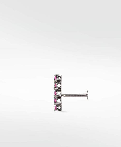 Modernist Tennis Small Ear Crawler Labret Earring in 14K Gold - Various Colourways - Lark and Berry