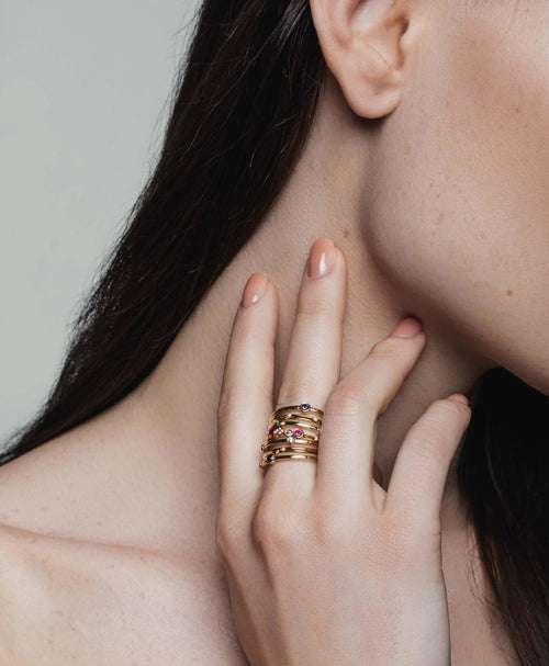 Nocturnal Multi Coloured Wrap Ring in 14K Yellow Gold - Lark and Berry