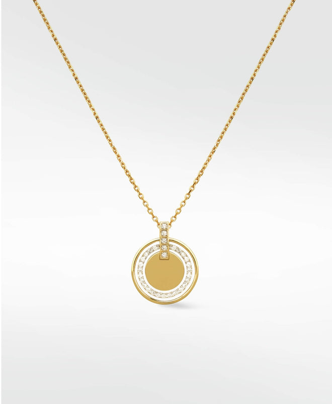Solar Engravable Pendant in 14K Yellow Gold - Lark and Berry