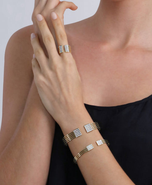 Solar Hinged Bangle in 14K Yellow Gold - Lark and Berry