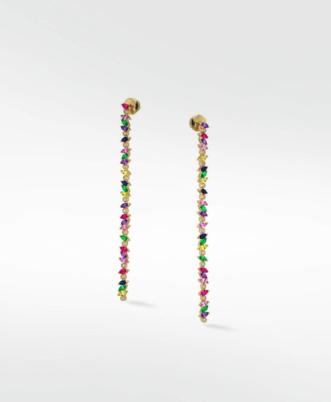 Veto Multi-Coloured Elongated Earrings in 14K Gold - Lark and Berry