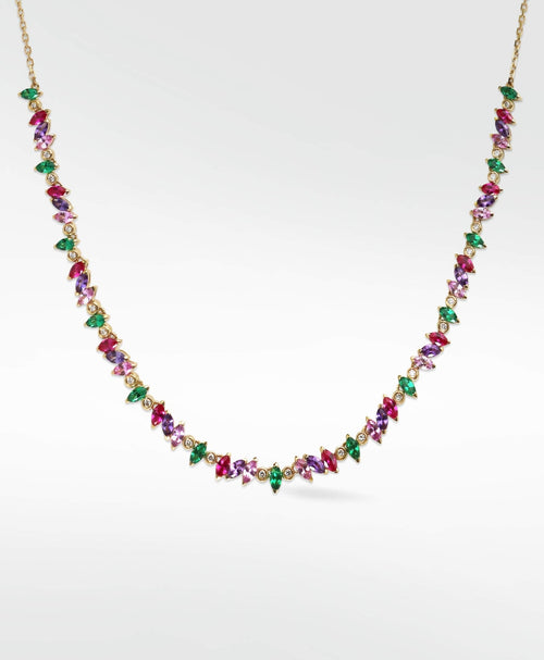 Veto Multi Coloured necklace in 14K Gold - Lark and Berry
