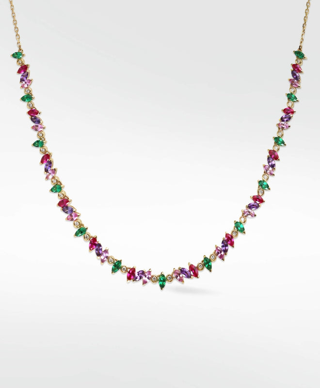 Veto Multi Coloured necklace in 14K Gold - Lark and Berry