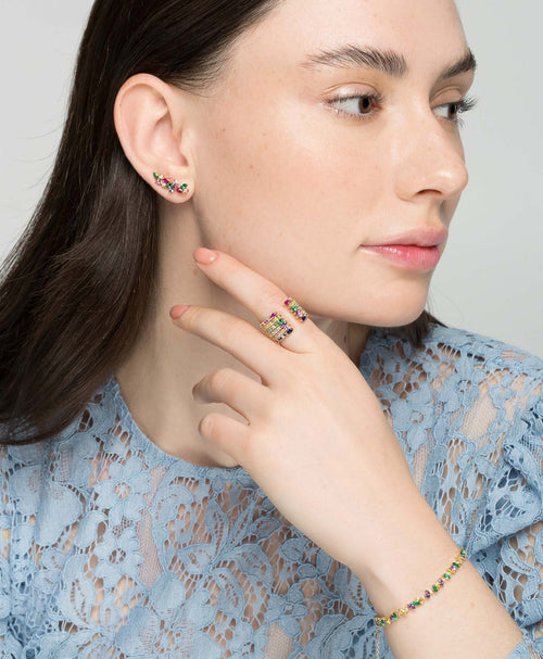 Veto Open Stackable Ring- Blue Sapphire in 14K Gold - Lark and Berry