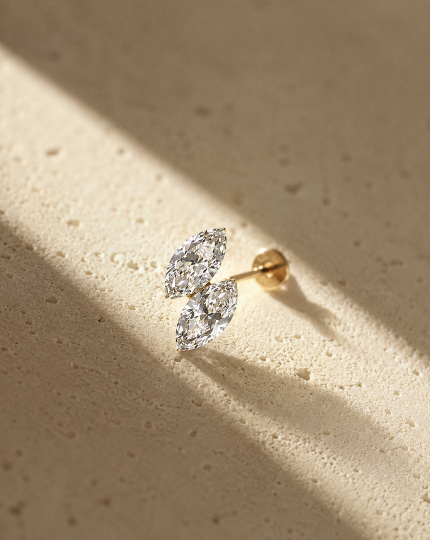Double marquise created-diamond stud in yellow gold